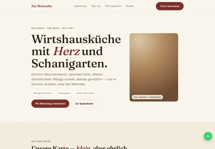 Beispiel-Website für ein Gasthaus