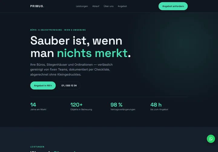 Beispiel-Website für einen Dienstleistungsbetrieb